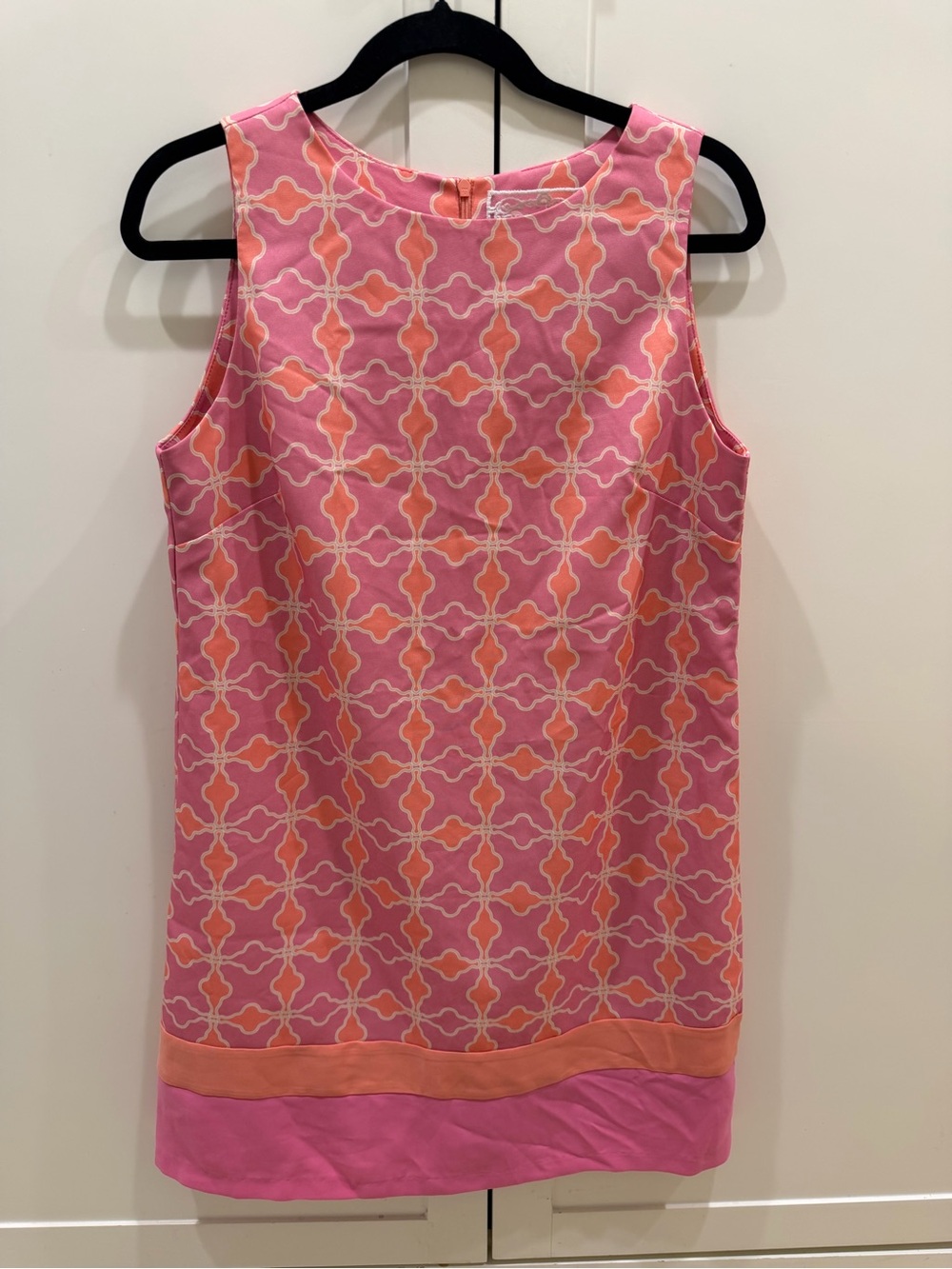 Pink Martini Pink and Peach Geometric Sleeveless Shift Dress